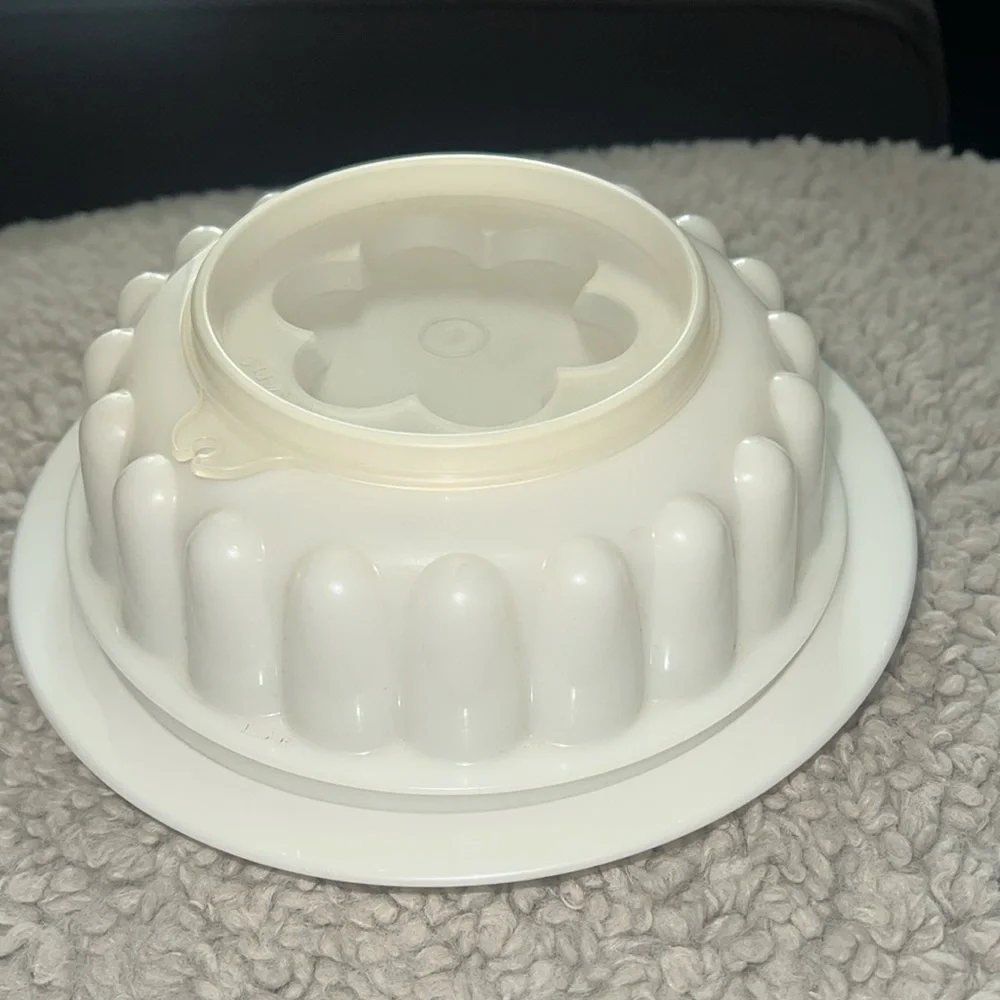Vintage Tupperware white/clear Jello Mold - 3-piece set , flower shape